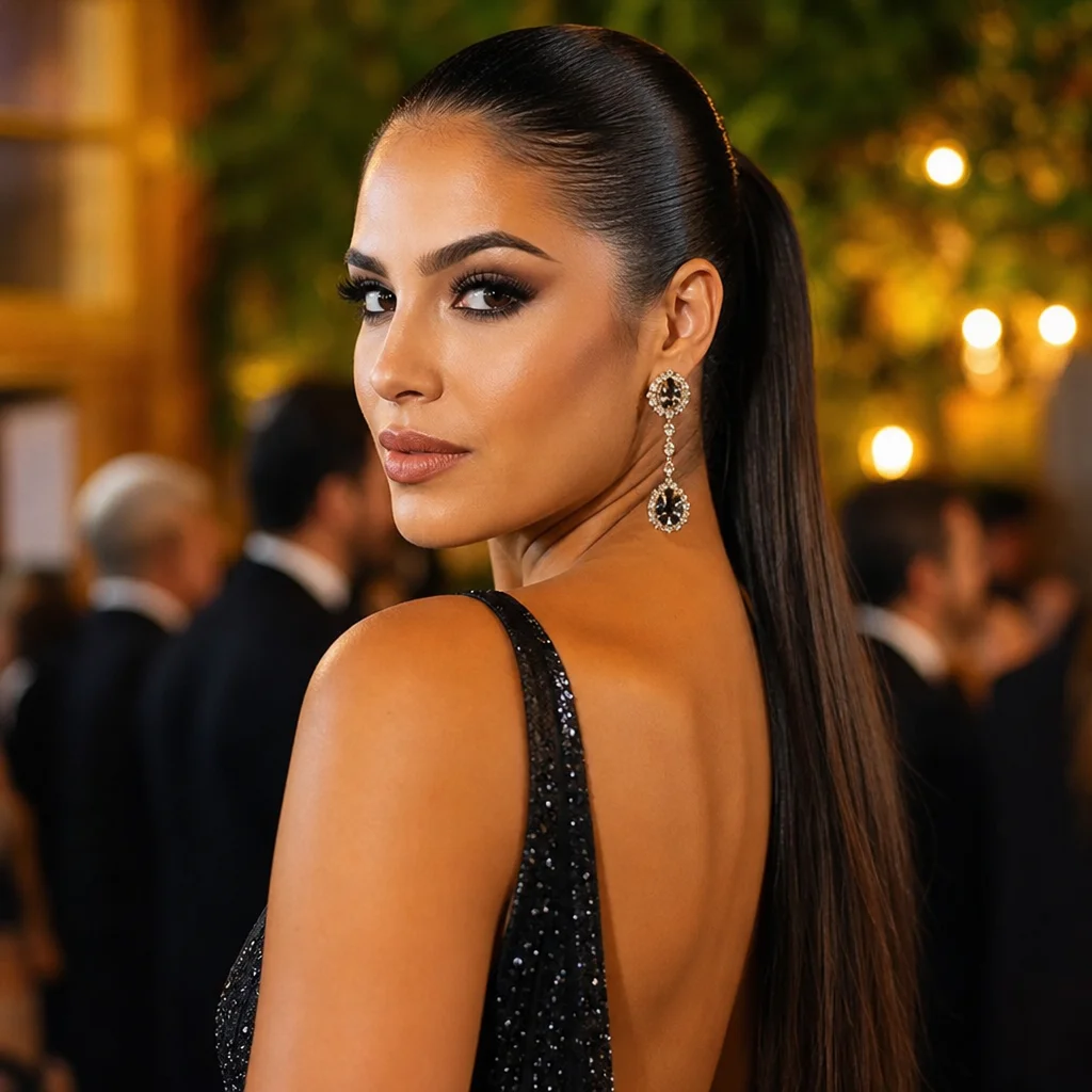 Sleek ponytail elegante para evento formal no We Hall Beauty em Bauru, cabelo preso liso e tenso sem frizz