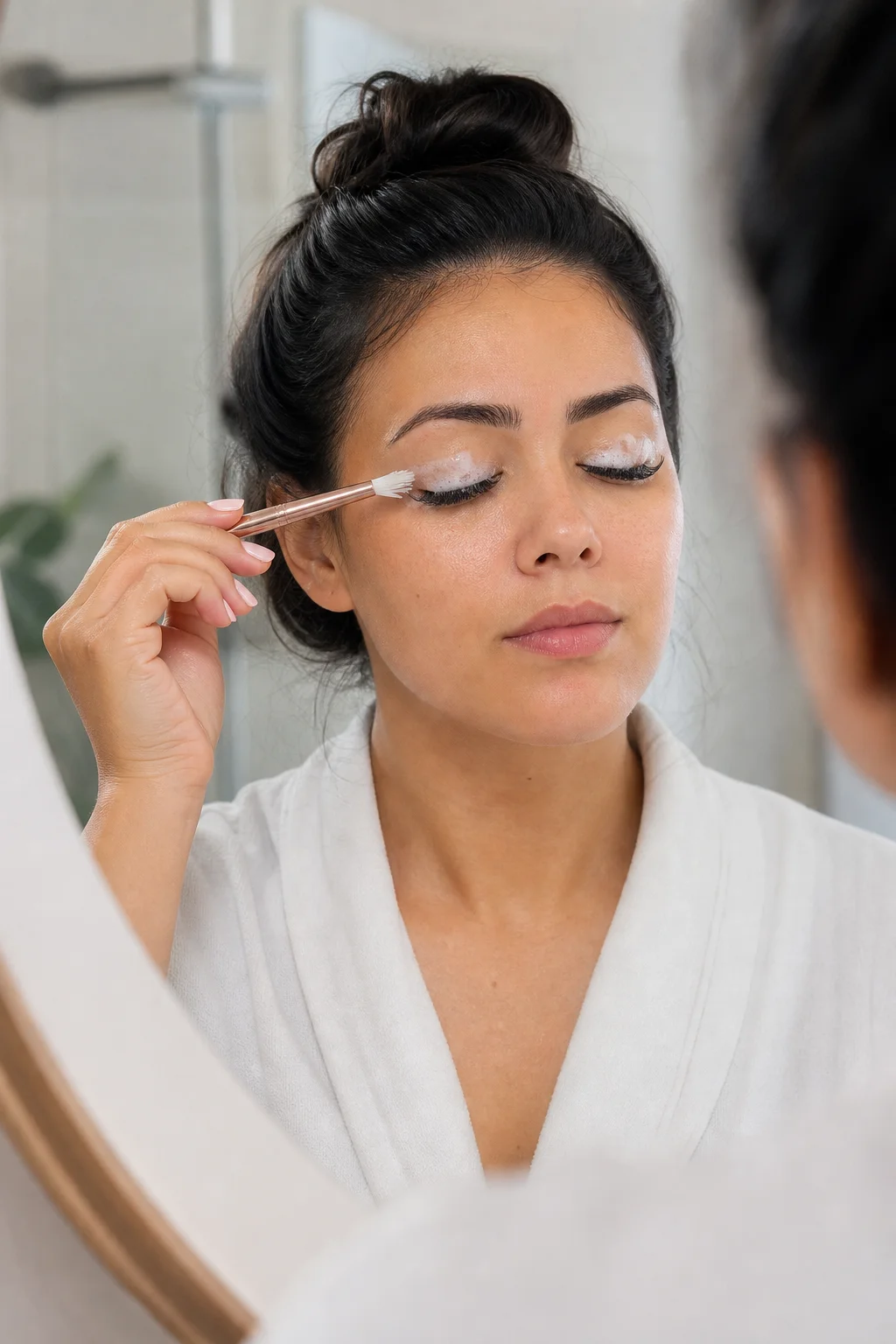 Limpeza diária dos cílios alongados com foam cleanser e escovinha