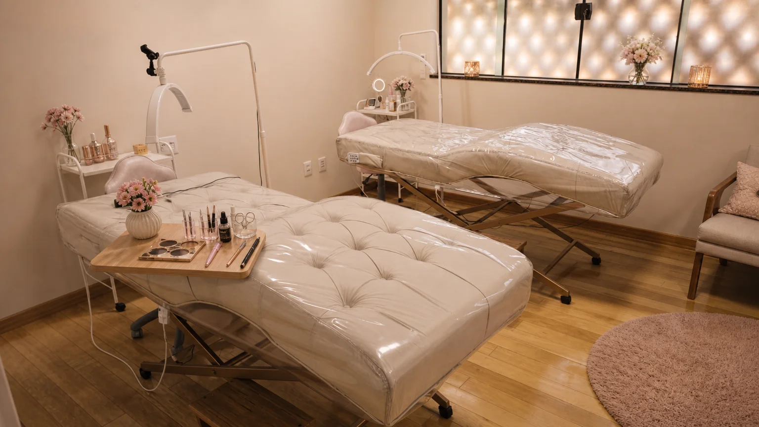 Especialista finalizando design de sobrancelhas em cliente no We Hall Beauty, Bauru