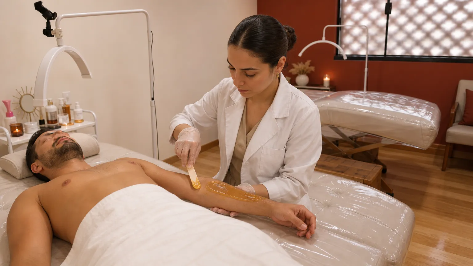 Ambiente de depilação masculina profissional no We Hall Beauty em Bauru