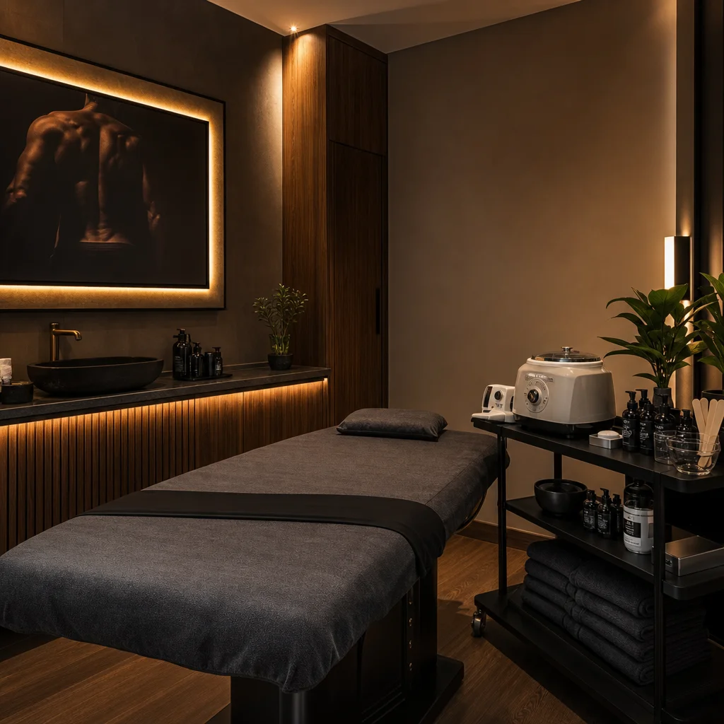 Cabine privativa para depilação masculina no We Hall Beauty Bauru