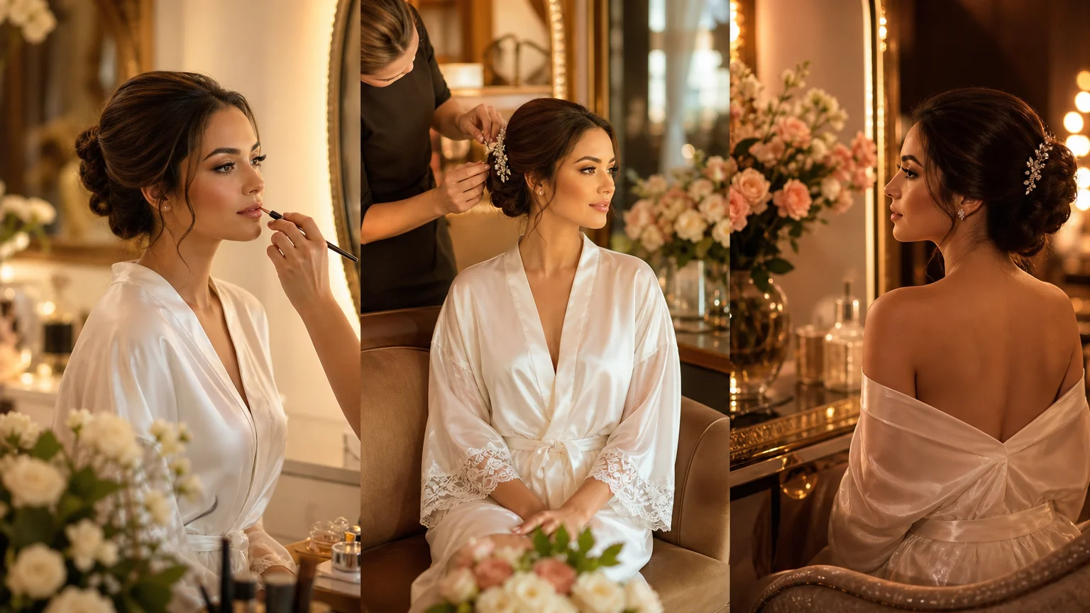Noiva se preparando para casamento em diferentes horários no We Hall Beauty em Bauru