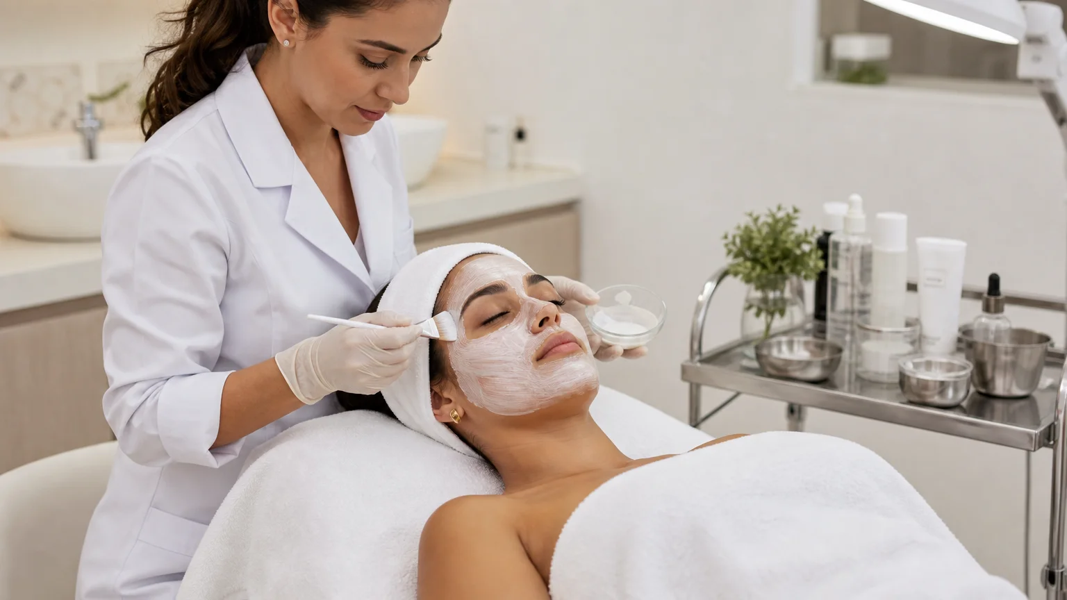 Esteticista realizando limpeza de pele profunda em cliente no We Hall Beauty, Bauru
