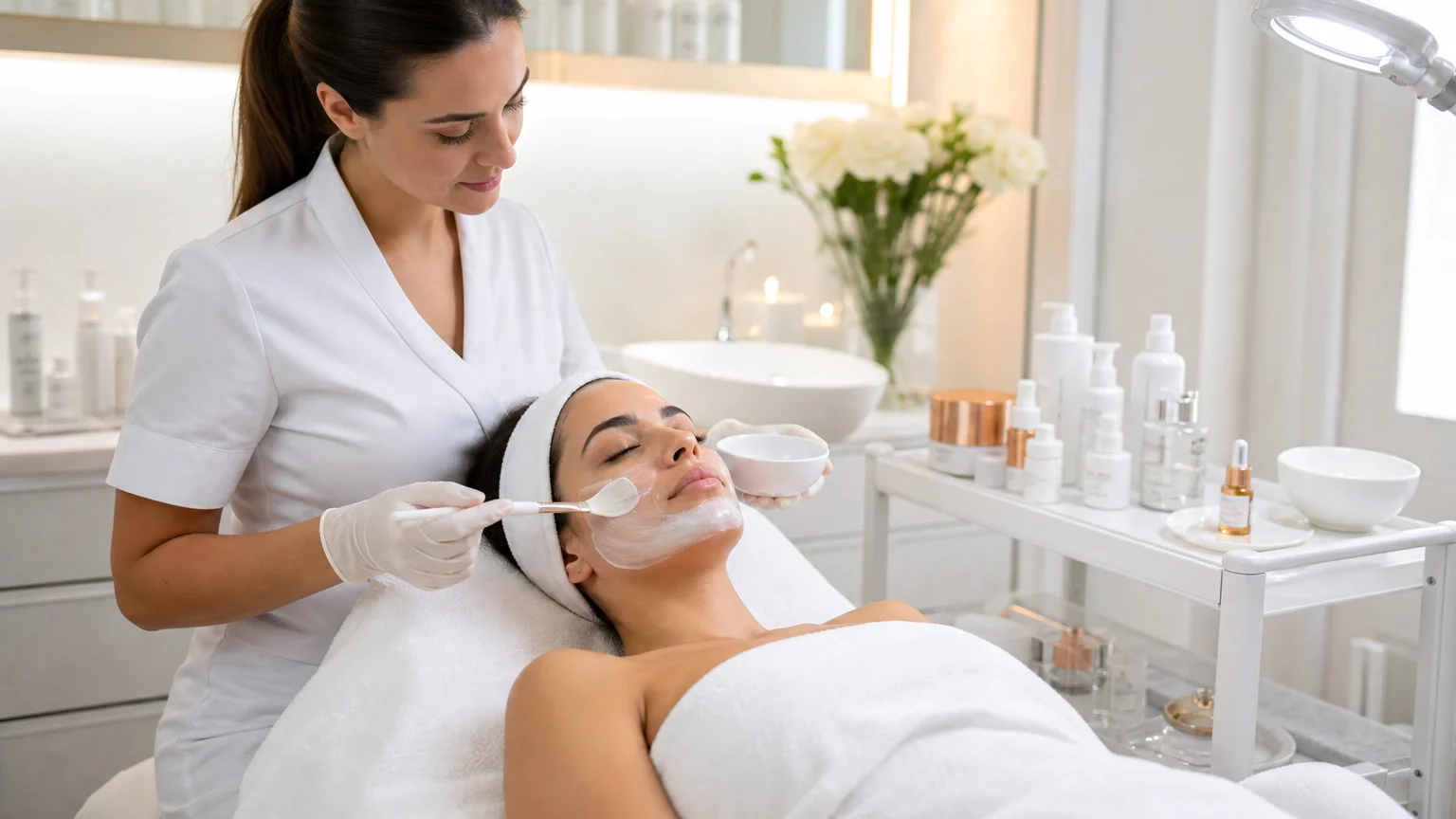 Tratamento facial completo com limpeza e hidratação profissional no We Hall Beauty em Bauru