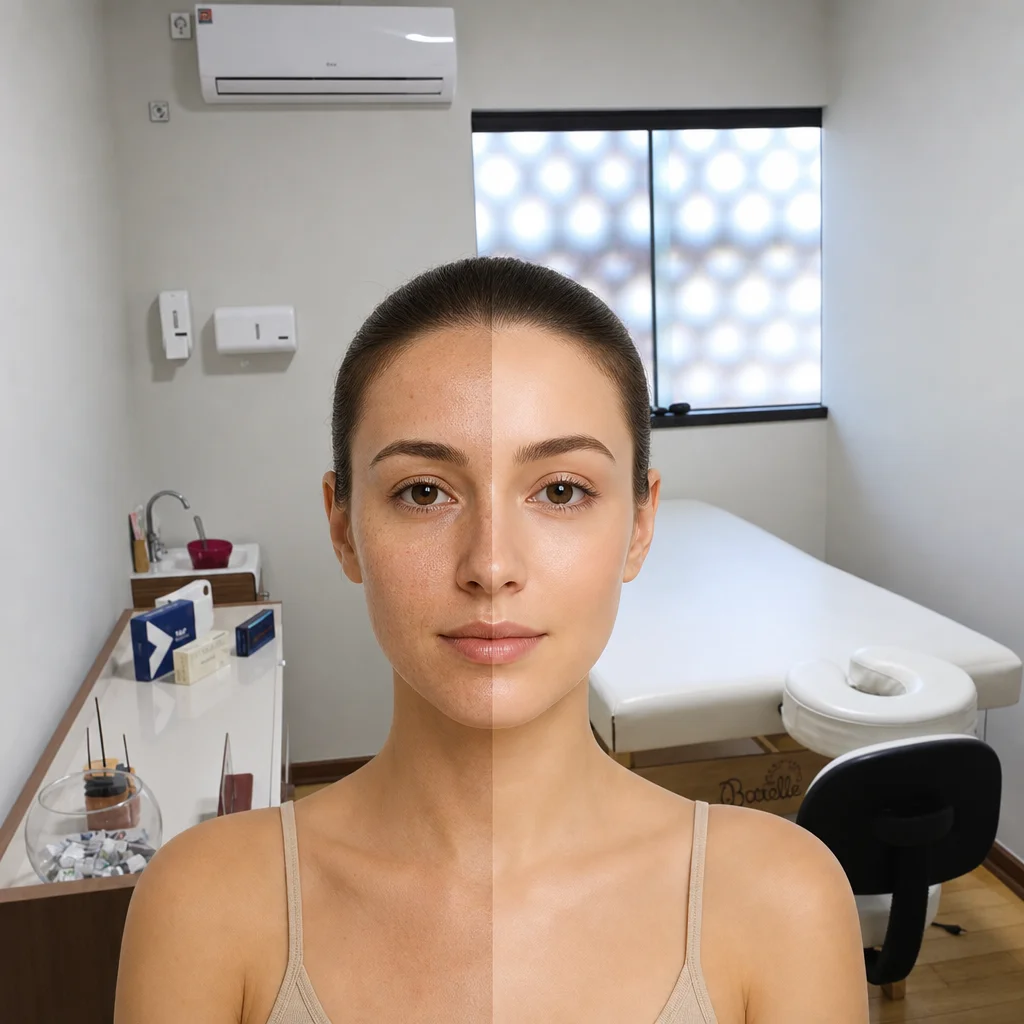 Resultado antes e depois de peeling: pele renovada e luminosa