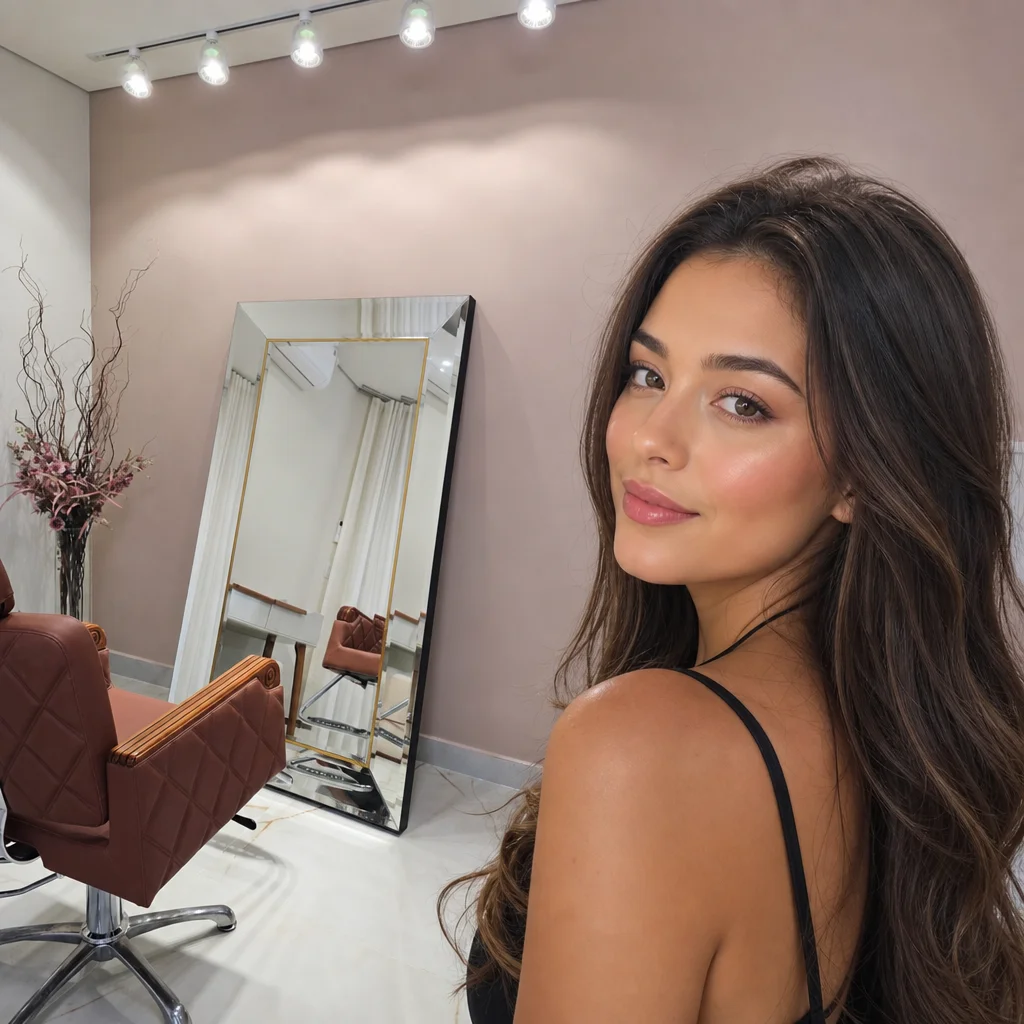 Maquiagem finalizada com iluminador natural e lábio rosado — look leve de primavera