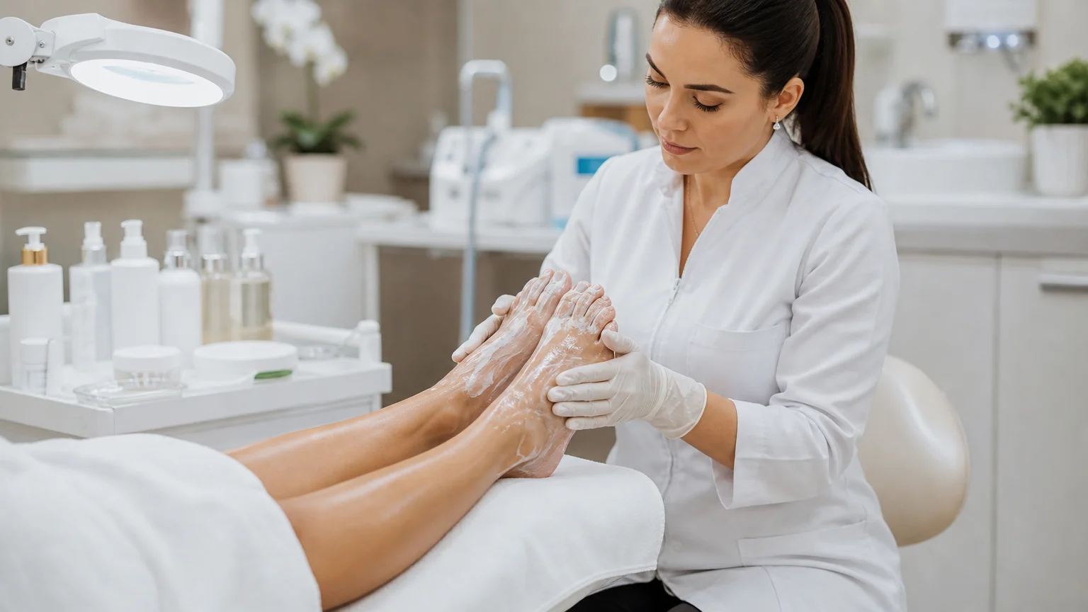 Protocolo de plástica dos pés com hidratação profunda no We Hall Beauty