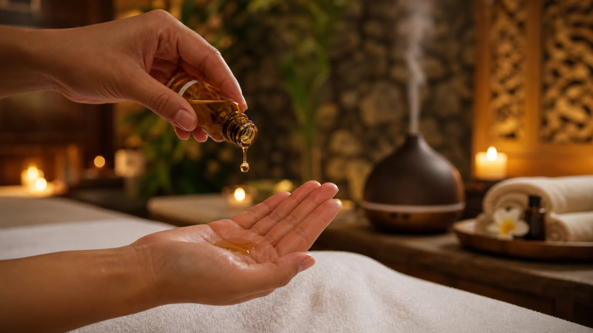 Massagem com aromaterapia e óleos essenciais no SPA do We Hall Beauty em Bauru