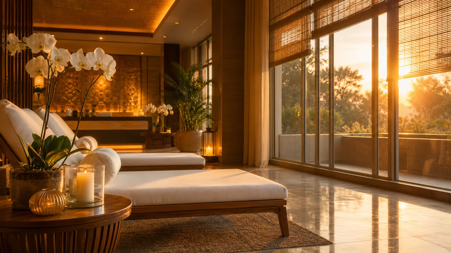 Ambiente do spa do We Hall Beauty em Bauru ao entardecer para sessão relaxante