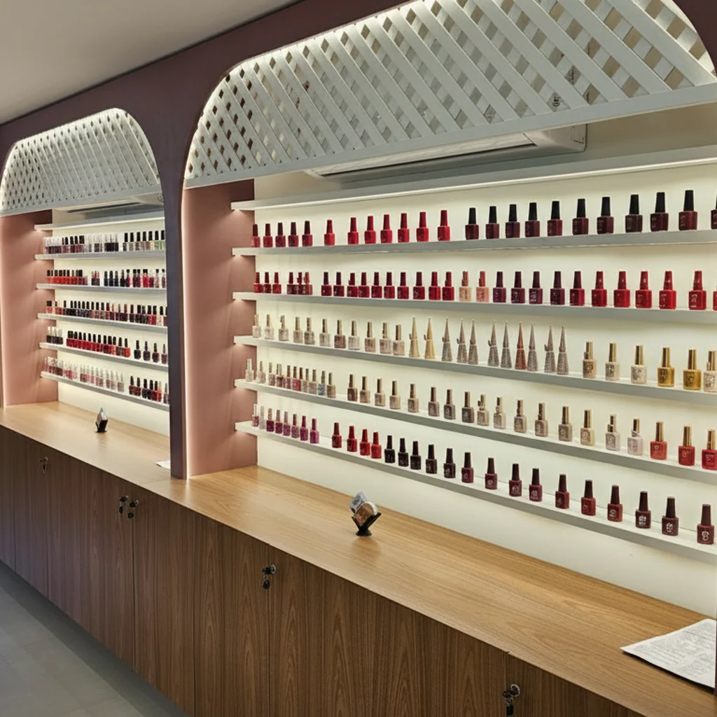 Paleta de esmaltes para festas — tons de vermelho, dourado, prata e glitter