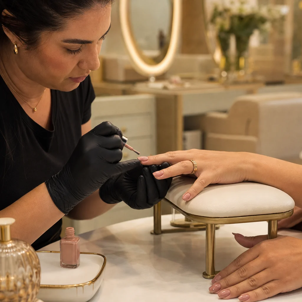 Manicure aplicando tendências de unhas 2025 no We Hall Beauty em Bauru