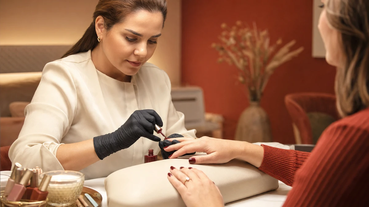 Unhas com nail art e cores tendência do inverno 2026 no We Hall Beauty em Bauru