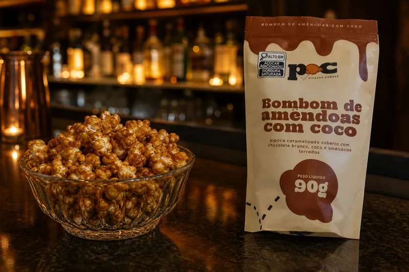 Pipoca Nobre Bombom de Amêndoas com Coco