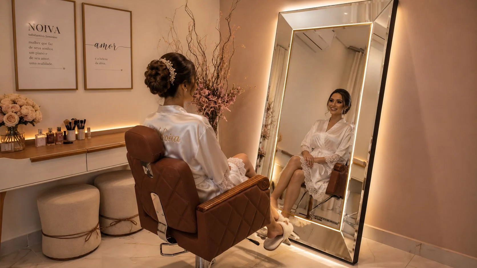 Salão como refúgio de paz no dia da noiva no We Hall Beauty em Bauru