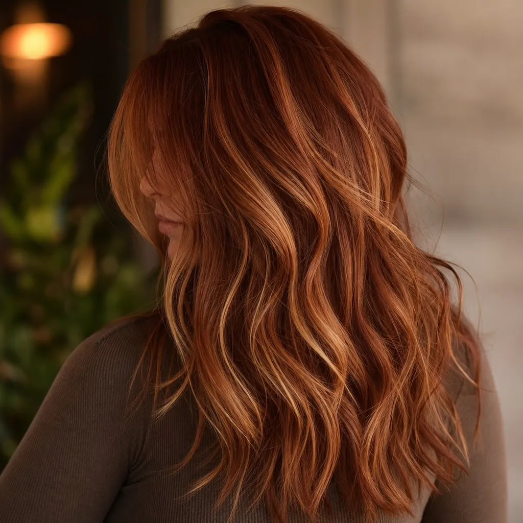Mechas caramelo em cabelo ruivo We Hall Beauty Bauru