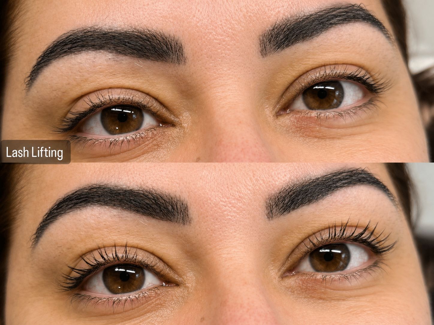 Resultado Lash Lifting — antes e depois, comparativo frontal