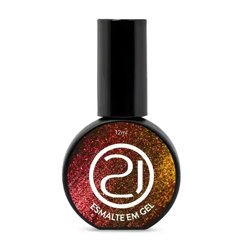Esmalte em Gel Glitter Vermelho e Dourado Nails 21